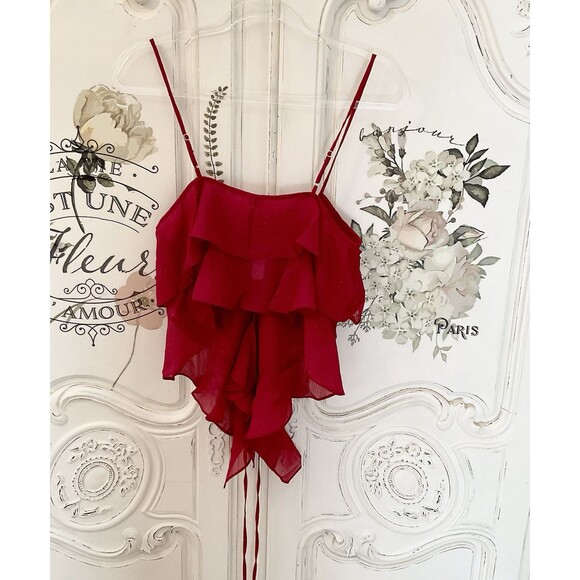 Rumored Tango Tank Red Shimmer Ruffled Women's Adj. Straps, Size S NWT - Picture 8 of 12